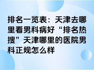 排名一览表：天津去哪里看男科病好“排名热搜”天津哪里的医院男科正规怎么样